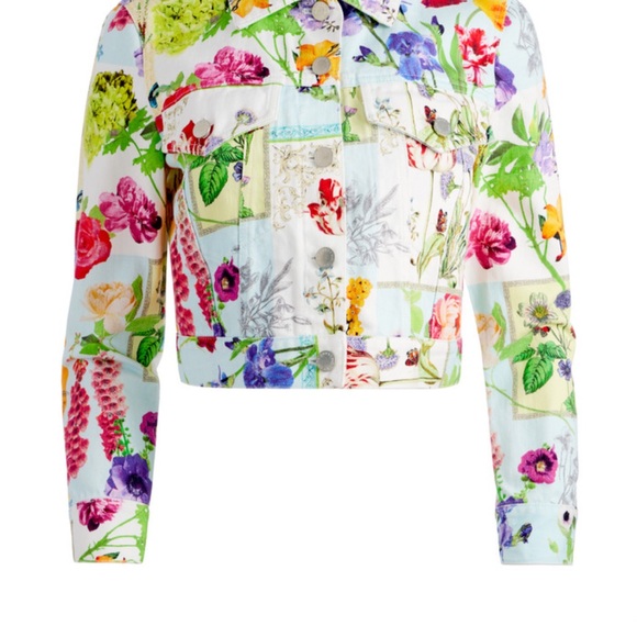 Alice and Olivia Chloe Boxy Cropped Denim Jacket - Picture 3 of 4